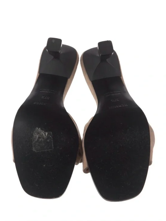 Hermes Ginny 55 Suede Goatskin Sandals in Tan - Picture 6 of 7